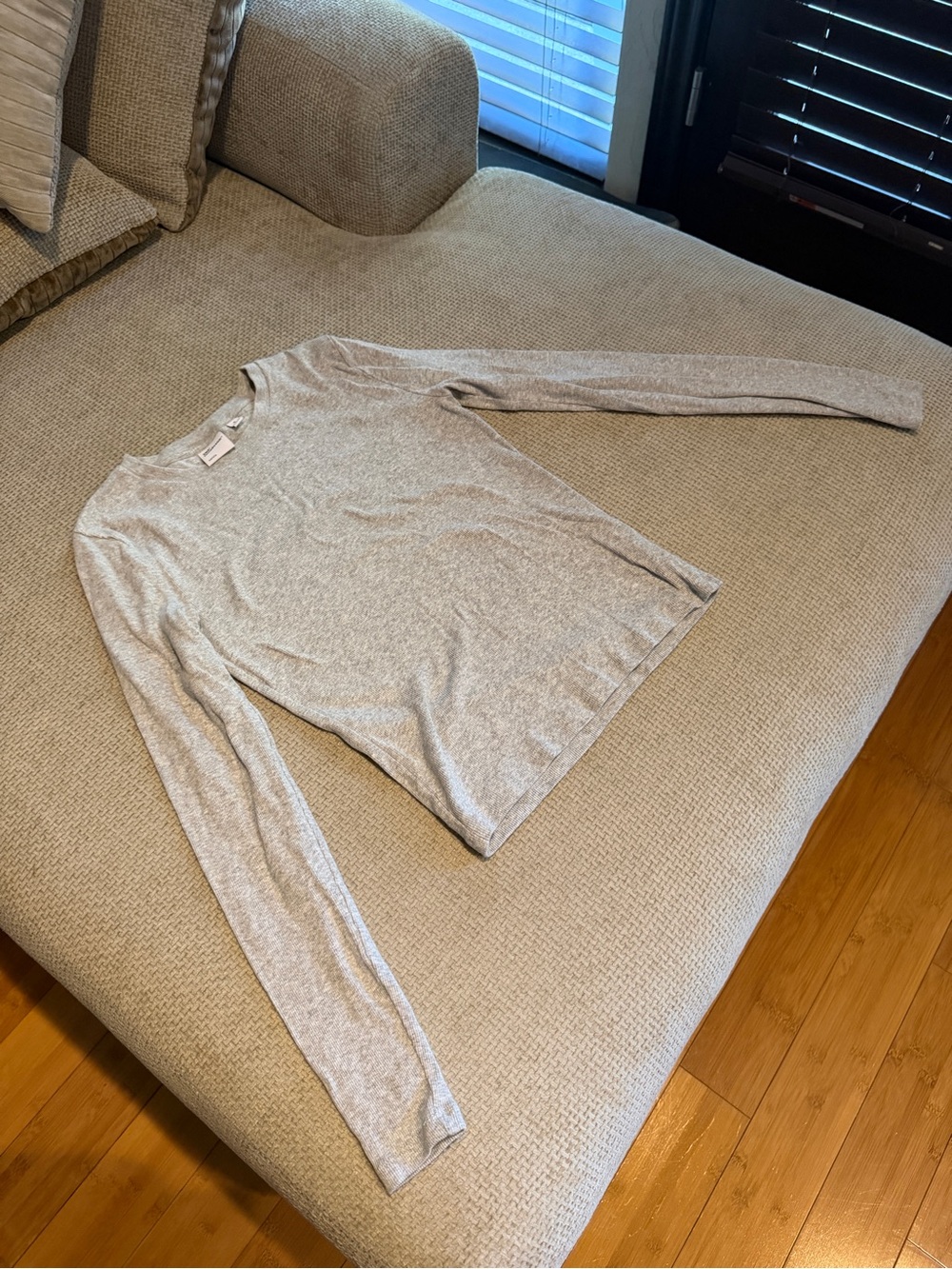 Aritzia Gray Long-Sleeve Crew Neck Top